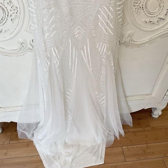 Lulus Radiant Presence Dress Women's S White Maxi Wedding Sequin Backless NWT - Picture 7 of 14